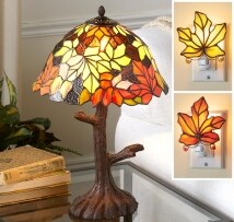 Stained Glass Leaf Lamp or Nightlight