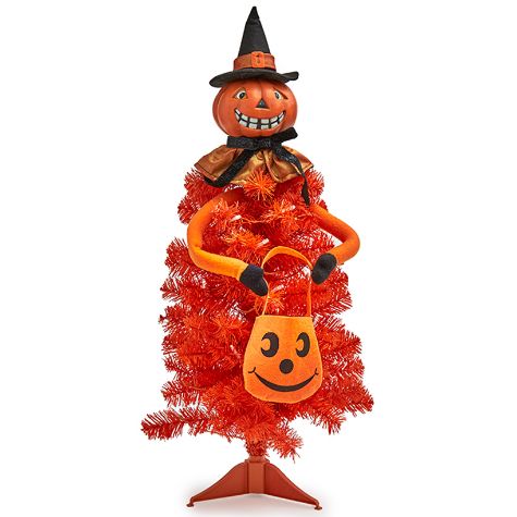 Lighted Halloween Character Trees - Pumpkin