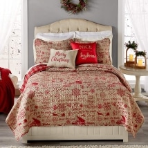 Holiday Sentiments Quilted Bedding Ensemble