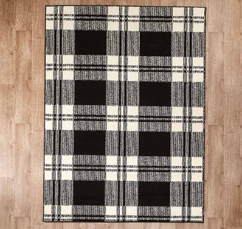 Plaid Decorative Rug Collection - Black Accent Rug