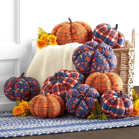 Decorative Harvest Plush Pumpkins