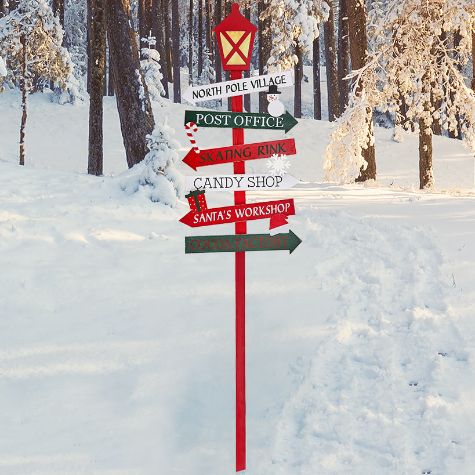 Solar Lighted Holiday Themed Trail Sign
