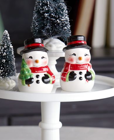 Vintage-Look Holiday Salt and Pepper Sets - Snowman