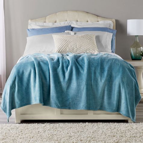 Plush Bed Blankets - Farmhouse Blue Twin