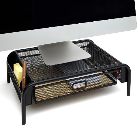 Monitor Stand with Drawer - Black