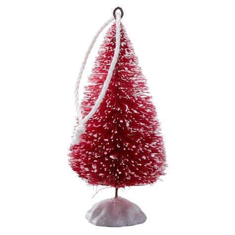 Sets of 2 Bottlebrush Tree Ornaments - Red