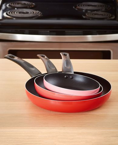 3-Pc. Nonstick Frying Pan Sets - Red
