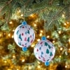 Sets of 2 Patterned Paper Ball Ornaments - Green/Blue/Pink Trees