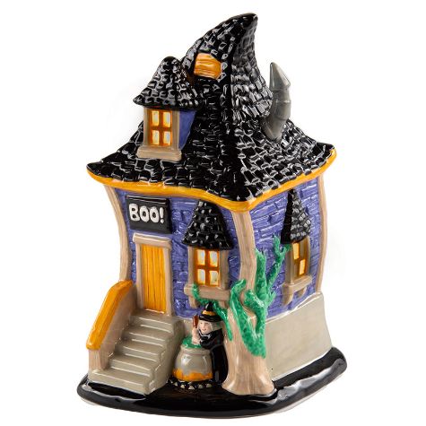 Lighted Ceramic Haunted Houses - Haunted Witch House