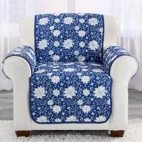 Christmas Blue Floral Accent Pillow or Furniture Protectors - Chair