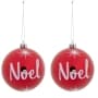 Sets of 2 Red Sphere Ornaments - Noel