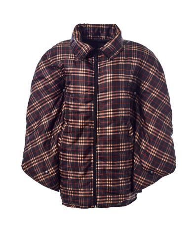 Full Zip Quilted Insulated Ponchos - Plaid