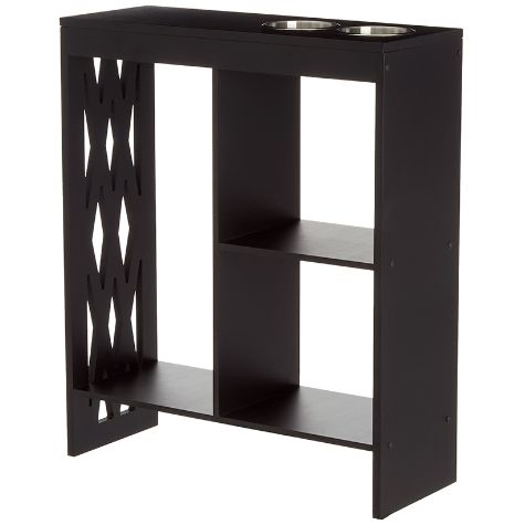 Decorative End Table with Drink Holder - Black