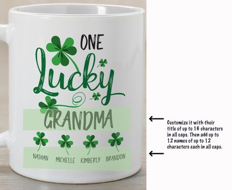 Personalized Lucky Clover Coffee Mug