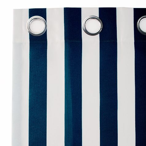 Outdoor Cabana Stripe or Solid Curtain - Navy 84" Stripe