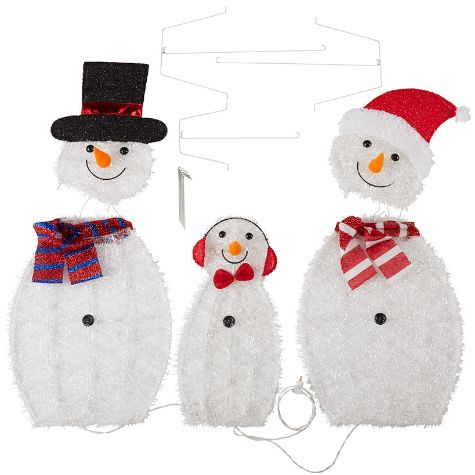 3-Pc. Lighted Snowman Family