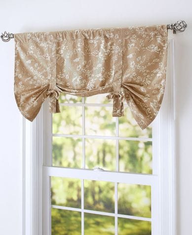 Floral Bow Accented Valances - Taupe