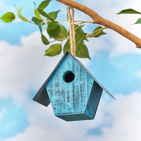 Rustic Wood Birdhouses - Blue