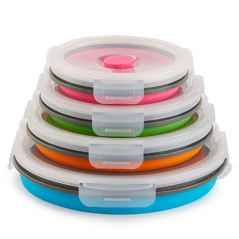 Collapsible Locking Lid Food Storage System - 8-Pc. Locking Lid Food Storage Round
