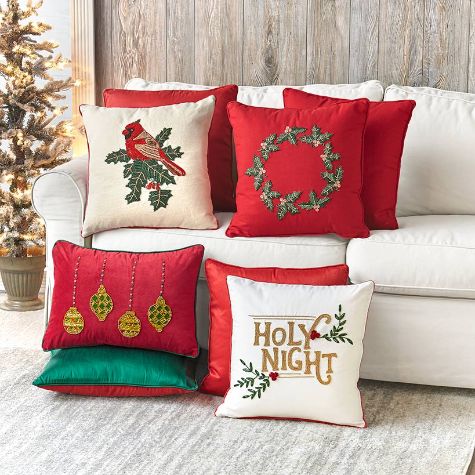 Cotton Beaded Holiday Pillows
