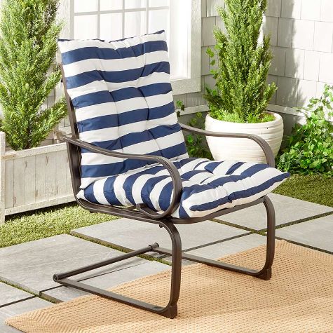 2-Pc. Outdoor Seat Cushions - Sargasso Sea Stripe