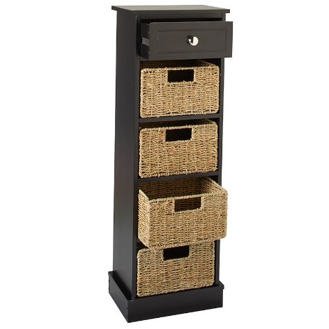 Cabinets with 4 Seagrass Baskets - Black