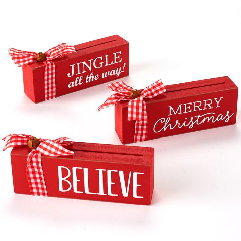 Set of 3 Holiday Block Gift Card Holders