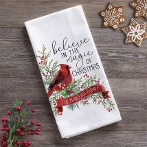 Personalized Christmas Cardinal Kitchen Towel