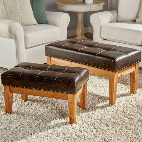 Set of 2 Cushioned Ottomans
