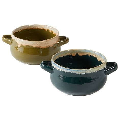Sets of 2 Soup Bowls - Blue/Green
