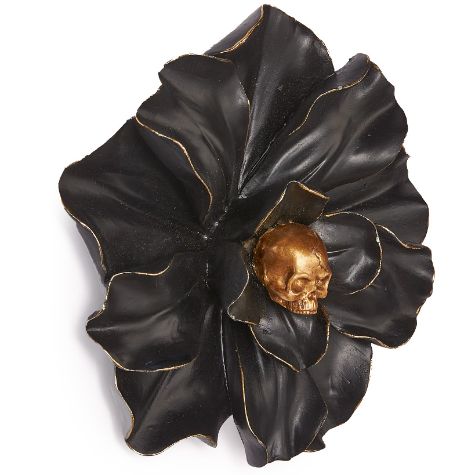 Gothic Glam Halloween Accents - Black Skull Wall Flowers