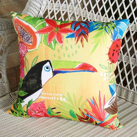 Tropical Outdoor Cushion Collection - Tucan Pillow