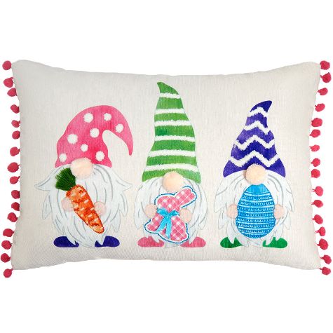 Spring Gnome Easter Accent Pillows - 12" x 18" Oblong 3 Gnomes