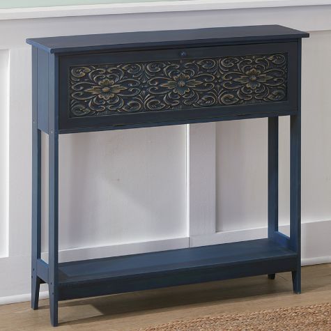 Slim Carved Design Console Tables with Hidden Storage