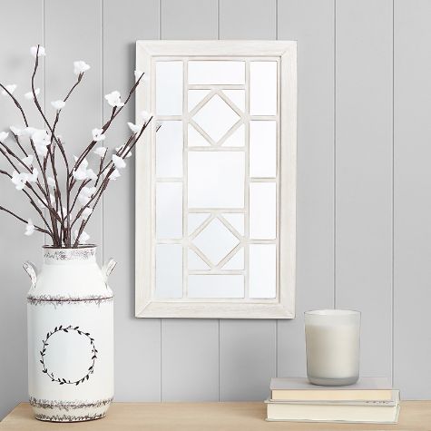 Decorative Wooden Mirror - White