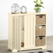Beadboard Wooden Storage Cabinets or Baskets