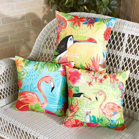 Tropical Outdoor Cushion Collection - Set of 3 Pillows