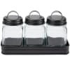 Set of 3 Glass Canisters in Galvanized Tray - Canisters in Tray Black