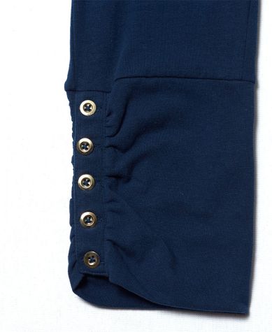 Comfortable Knit Pants with Button Detail - Navy Medium