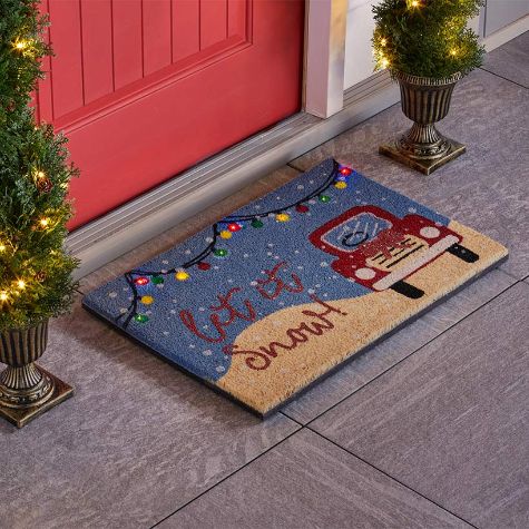 Christmas LED-Lighted Coir Doormats - Let it Snow