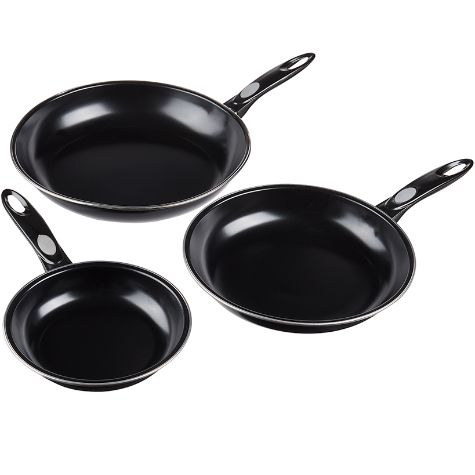 3-Pk. Nonstick Carbon Steel Fry Pan Set