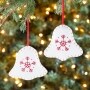 Sets of 2 Red and White Stitched Ornaments