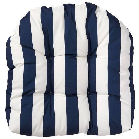 Outdoor Wicker Seat Cushions - Sargasso Sea Stripe