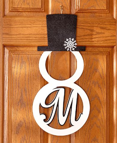 Monogram Snowman Door Hangers - M