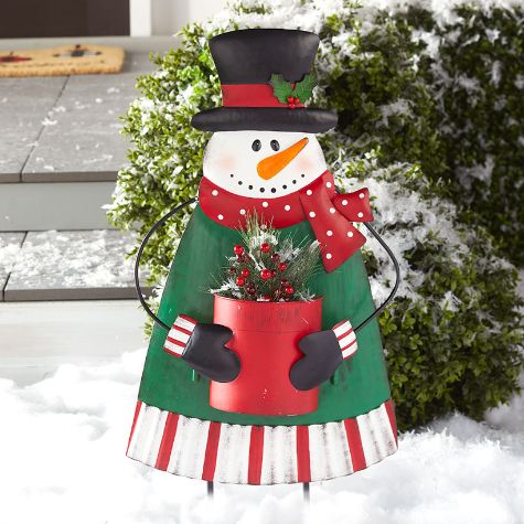 Snowman or Santa Stake with Planter