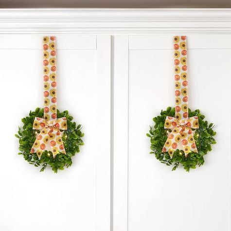 Seasonal Lighted Cabinet Wreath