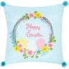 Embroidered Easter Accent Pillow - 18" Sq. Easter Wreath