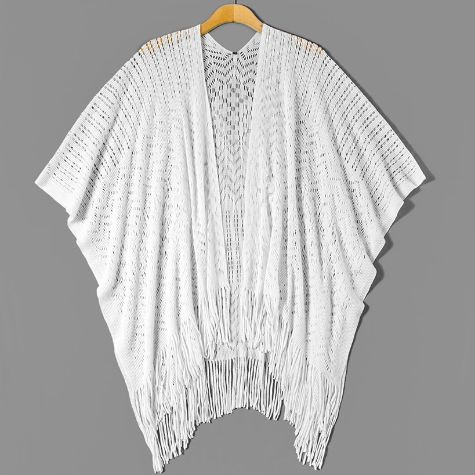 Open Weave Comfort Knit Wraps - Ivory