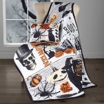 Haunted Halloween Accent Pillow or Quilted Throw