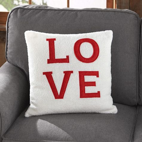 Sentiment Sherpa Accent Pillows - Red Love